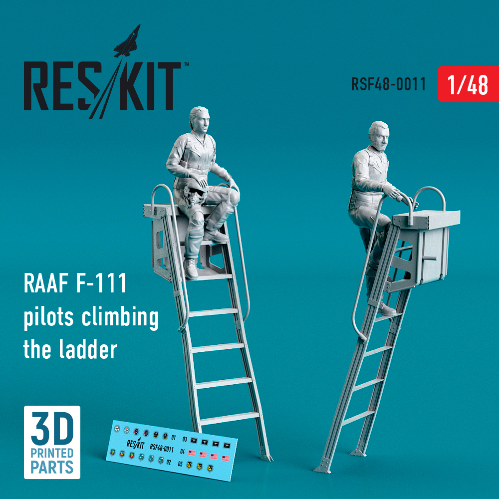 Additions (3D resin printing) 1/48 USAF General-Dynamics F-111 pilots climbing the ladder (2 pcs) (ResKit)