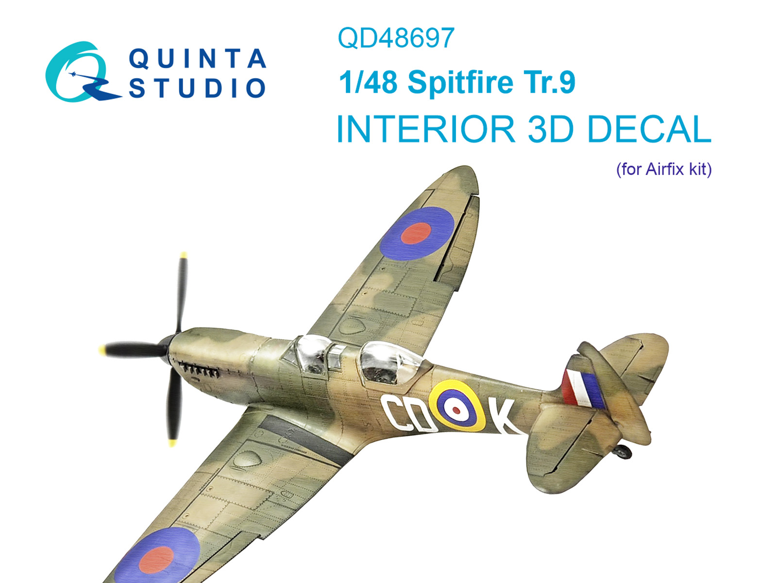 Supermarine Spitfire Tr.9 3D-Printed & coloured Interior on decal paper (Airfix)