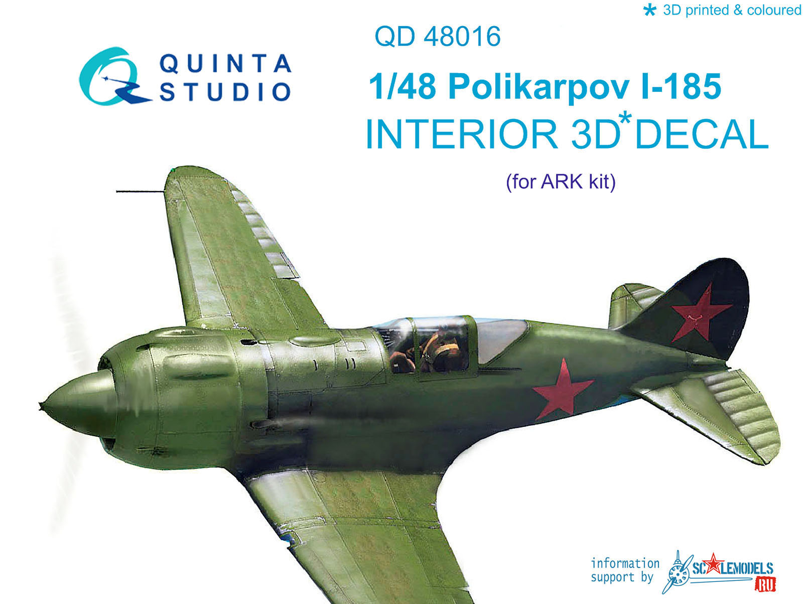 Polikarpov I-185  3D-Printed & coloured Interior on decal paper (for ARK kit) (reissued QD48016-Pro)