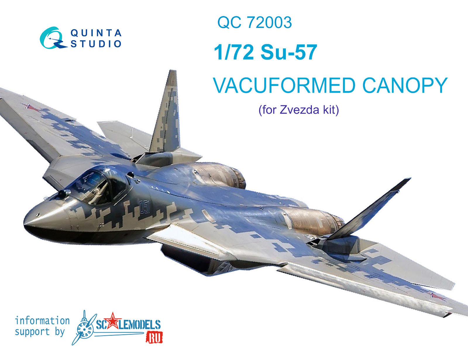 SU-57 vacuuformed clear canopy, 2 pcs, (for  7319 Zvezda kits)