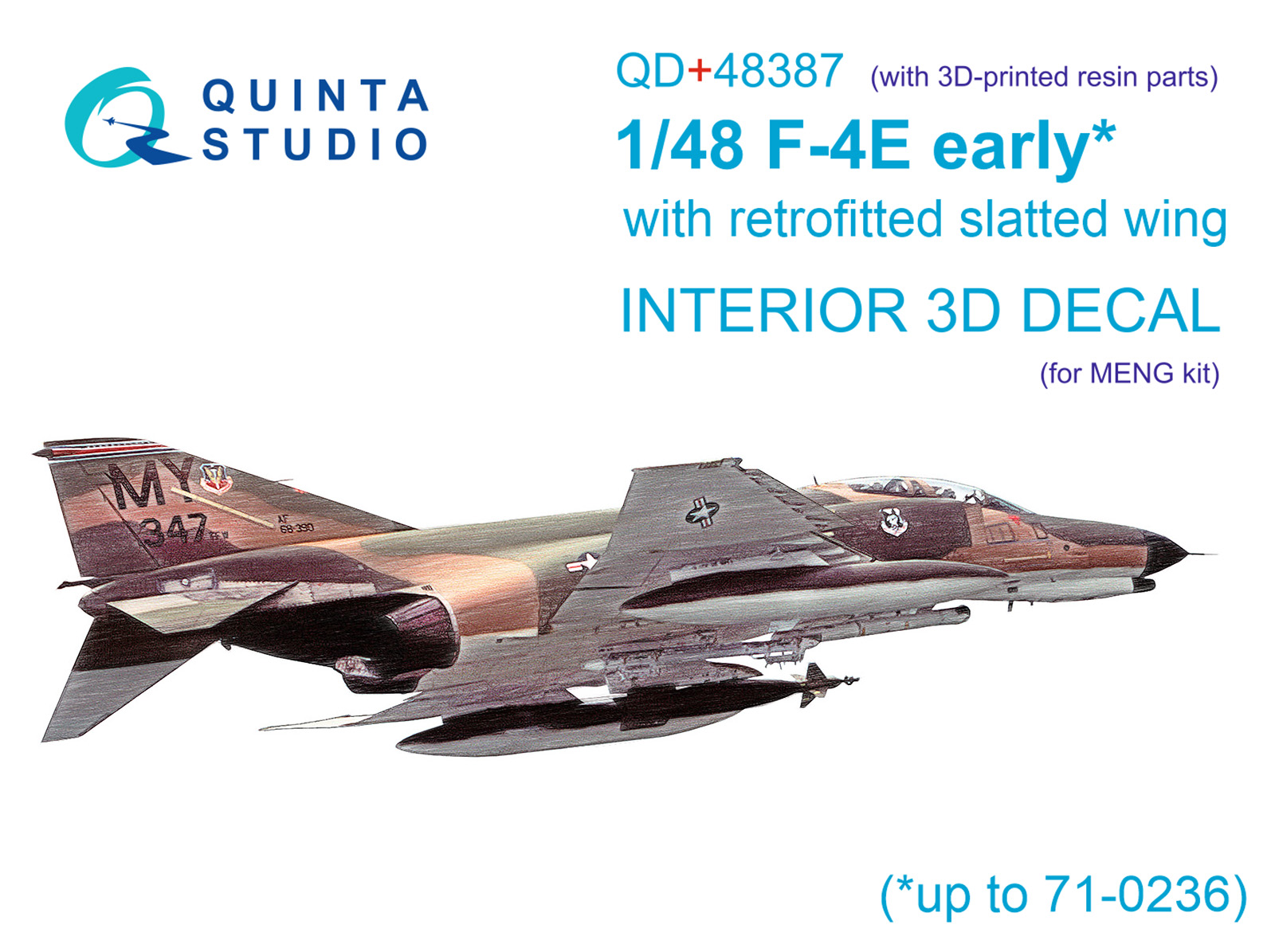 F-4E early with slatted wing 3D-Printed & coloured Interior on decal paper (Meng) (with 3D-printed resin parts)