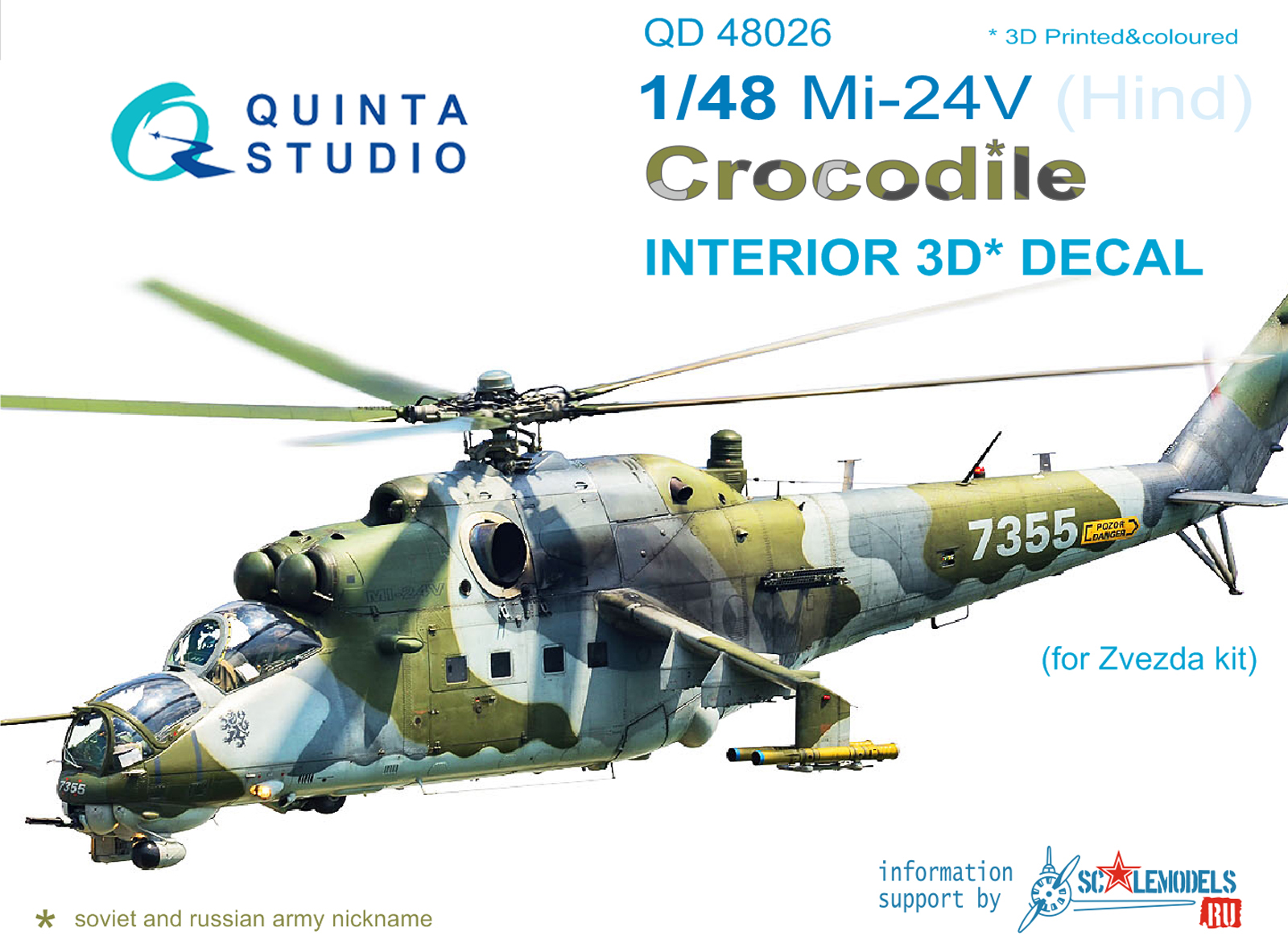 Mi-24V  3D-Printed & coloured Interior on decal paper (for Zvezda kit)