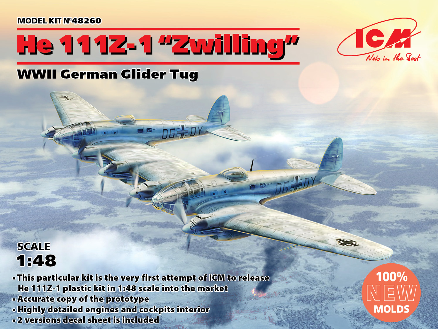 Model kit 1/48 He 111Z-1 'Zwilling' German WWII Glider Tug (ICM)