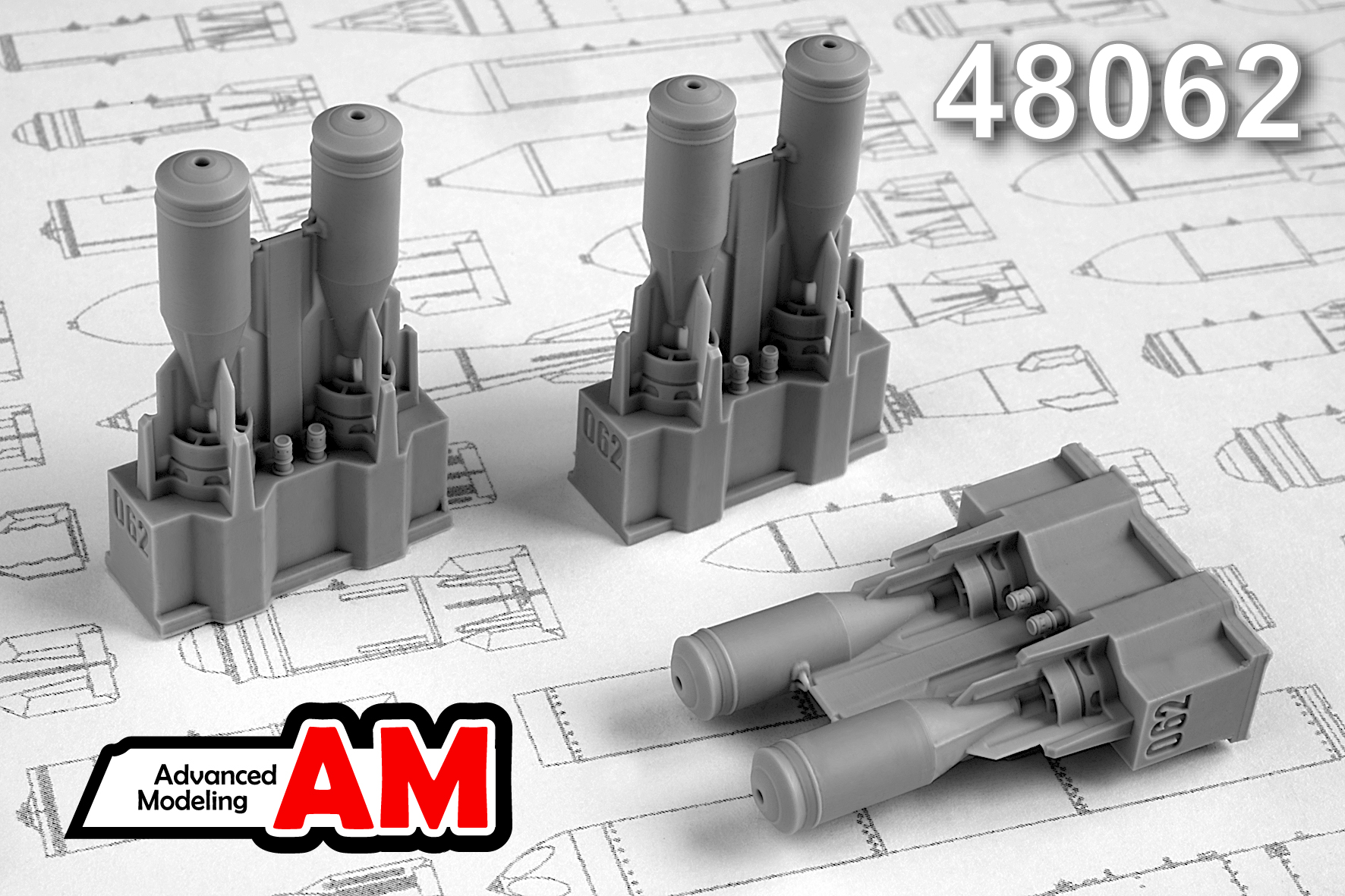 Additions (3D resin printing) 1/48 OFAB-100-120 High-Explosive/Fragmentation Bombs (6 bombs) (Advanced Modeling) 