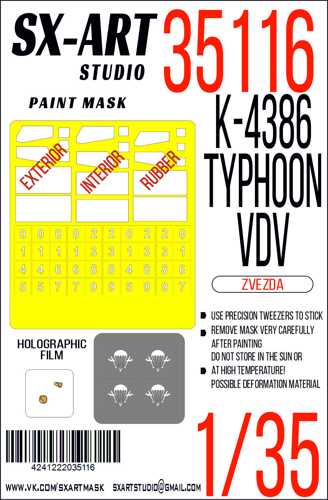 Paint Mask 1/35 K-4386 Typhoon-VDV (Zvezda)