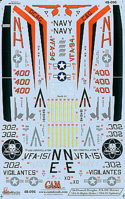 Decal 1/48 McDonnell-Douglas F/A-18C Hornet (2) (CAM)