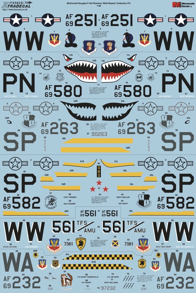 Decal 1/48 McDonnell F-4G Phantom 'Wild Weasel' Collection Pt1 (6) (Xtradecal)