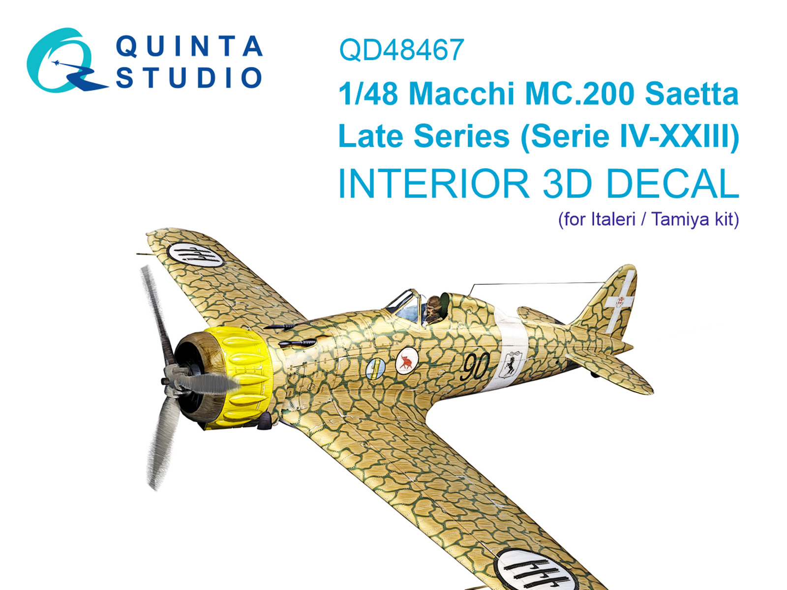Macchi MC.200 Saetta (Late) 3D-Printed & coloured Interior on decal paper (Italeri/Tamiya)