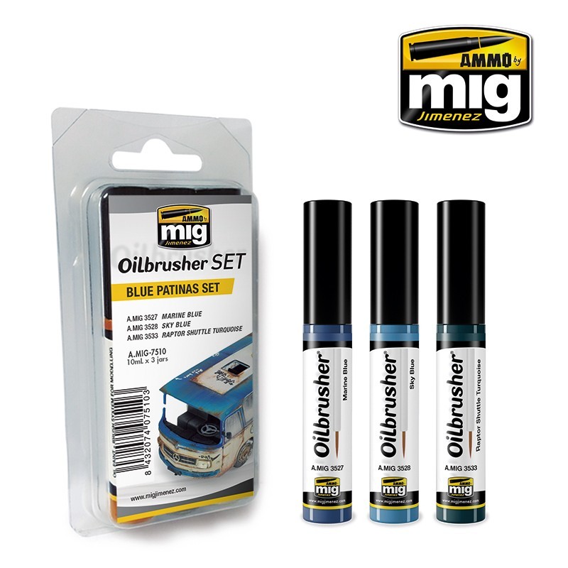 Blue Patinas OILBRUSHER SET (Ammo Mig) (3x10ml) 