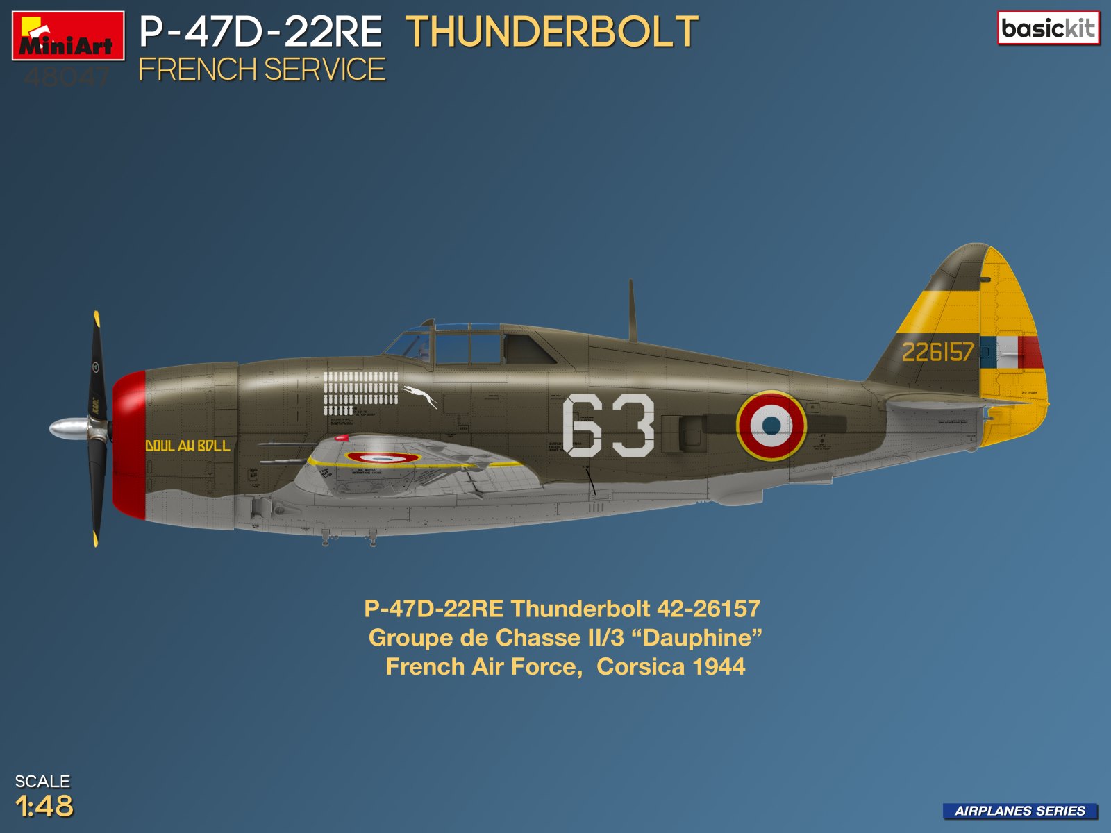 Model kit 1/48 Republic P-47D-22RE THUNDERBOLT. FRENCH SERVICE (MiniArt)