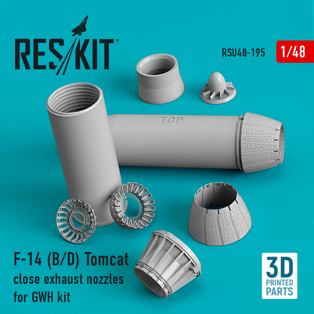 Additions (3D resin printing) 1/48 Grumman F-14B/F-14D) Tomcat close exhaust nozzles (ResKit)