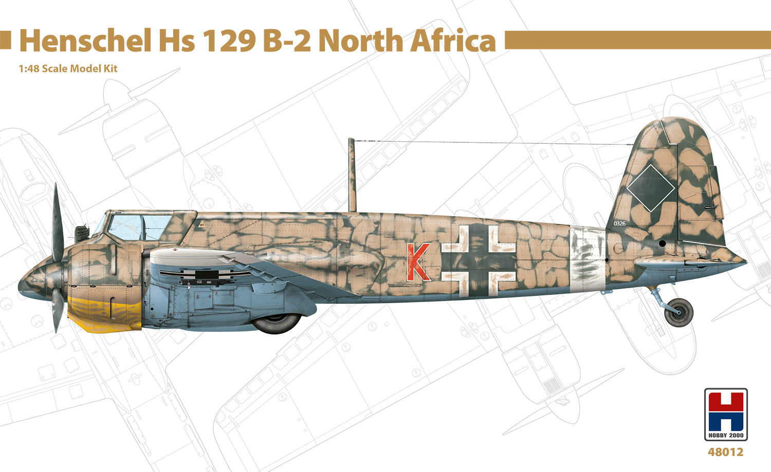 Model kit 1/48  Henschel Hs-129B-2 North Africa  (Hobby 2000)