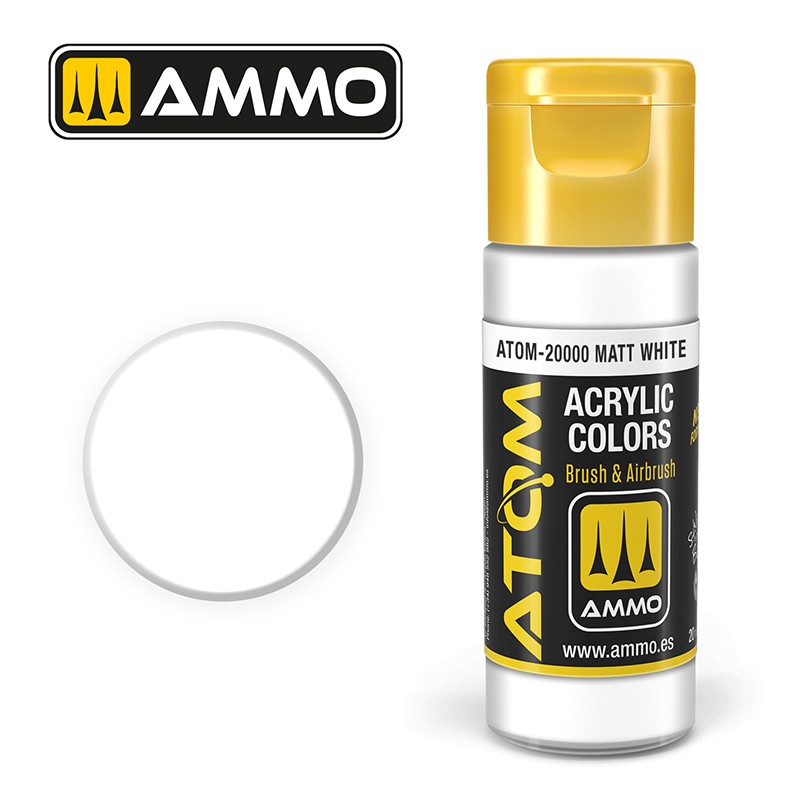 Acrylic paint ATOM Matt White (Ammo Mig) (20ml) 