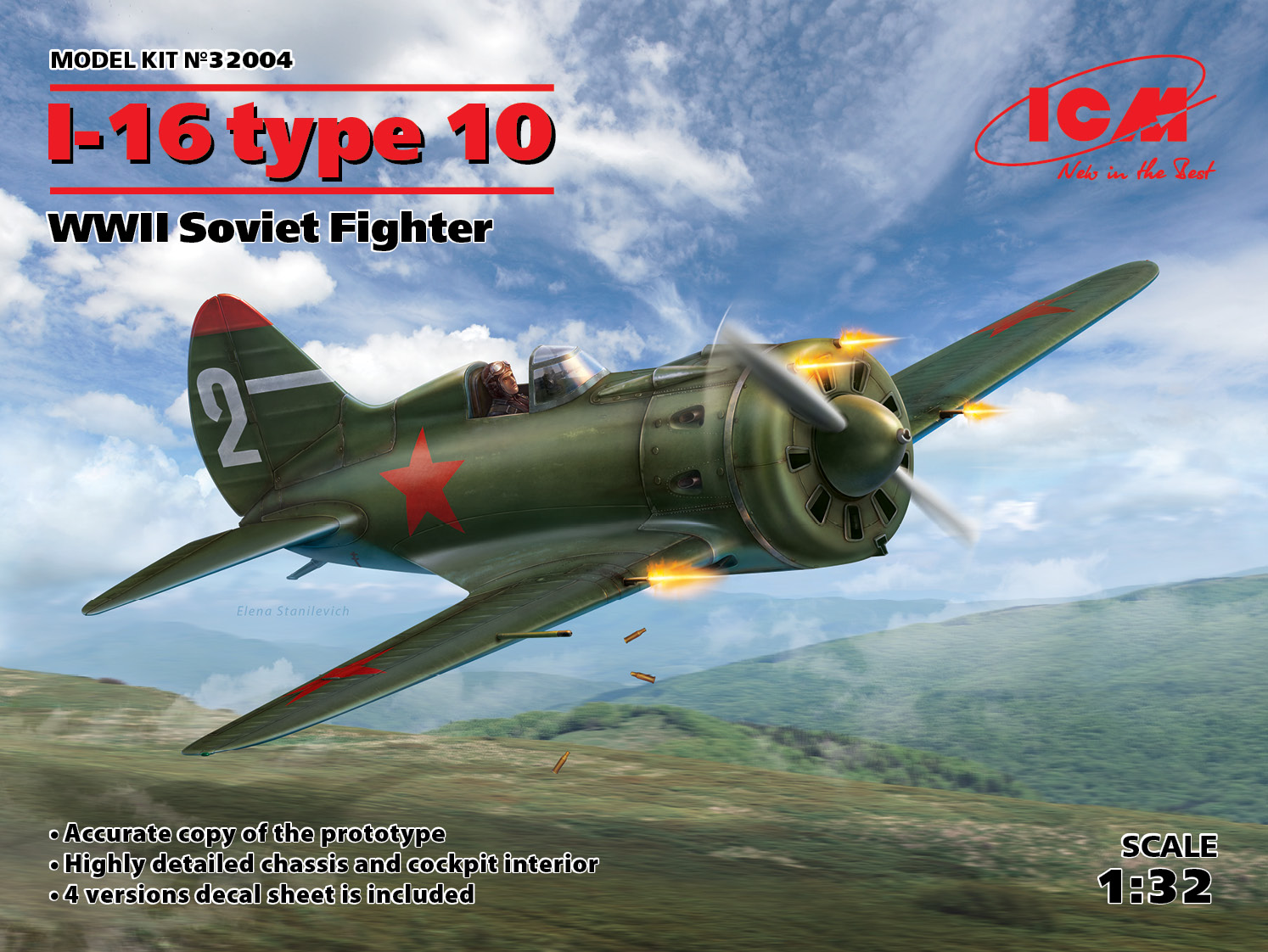 Model kit 1/32 I-16 type 10, Soviet Fighter WWII (ICM)