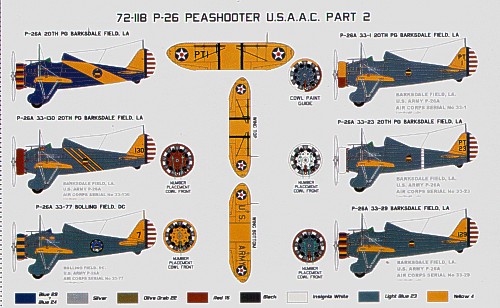 Decal 1/72 Boeing P-26A/P-26C Peashooter USAAC Part 2 (6) (Starfighter Decals)
