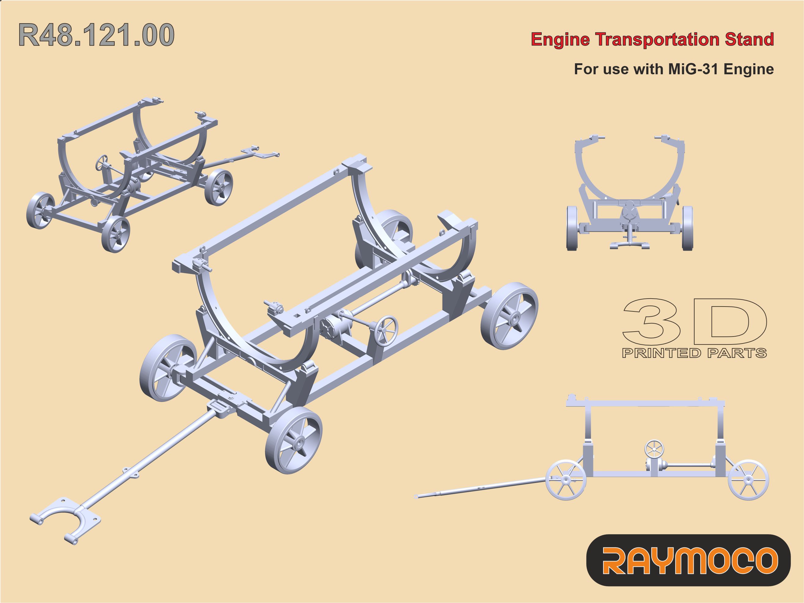 Additions (3D resin printing) 1/48 Transportation Stand MiG-31 (Raymoco)