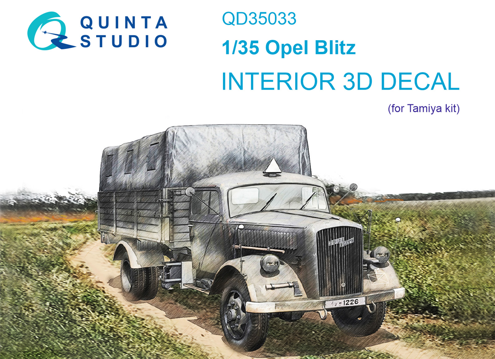 Opel Blitz 3D-Printed & coloured Interior on decal paper (Tamiya)