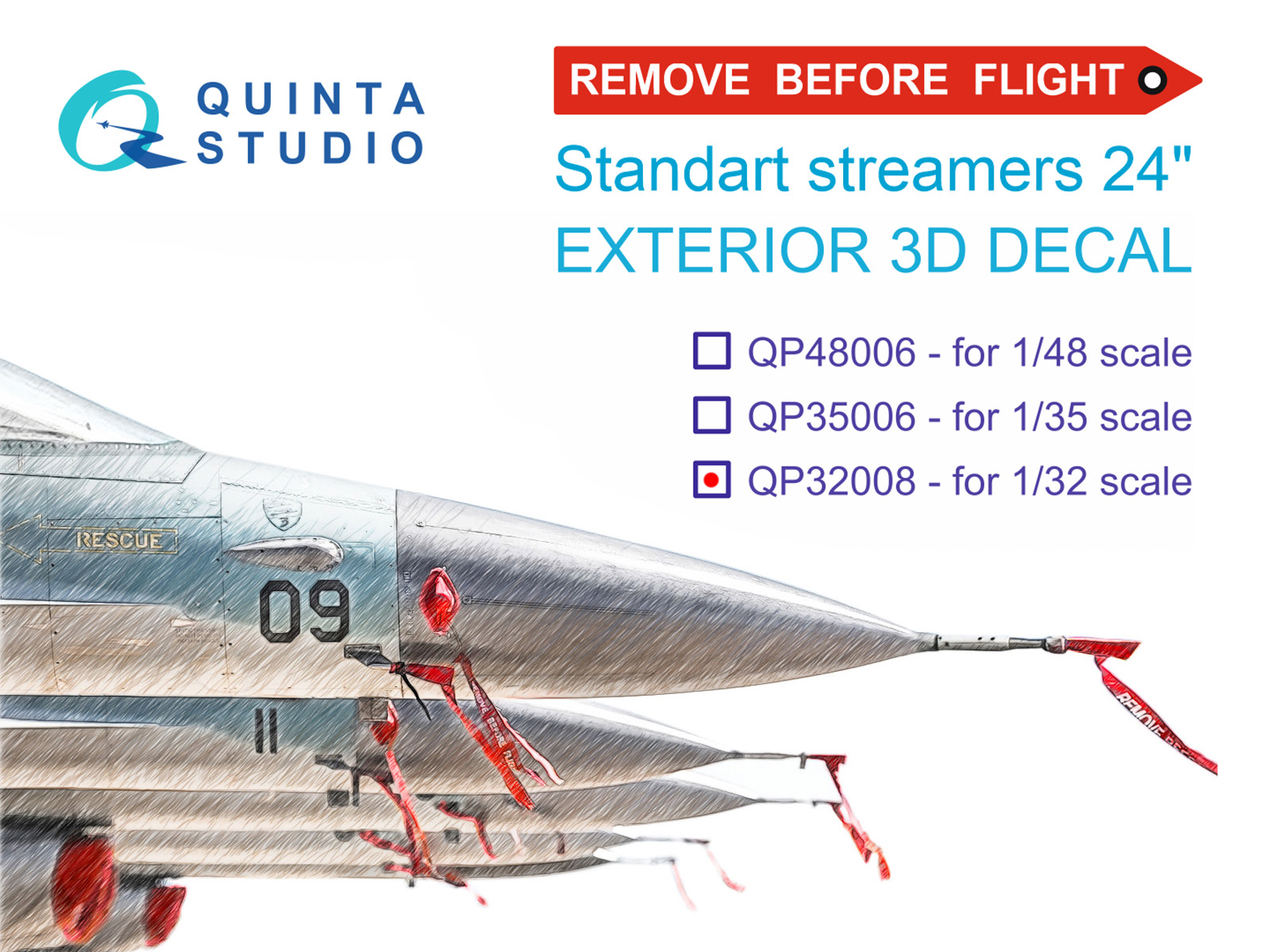 "Remove Before Flight" standart external streamer 24", 20 Pcs