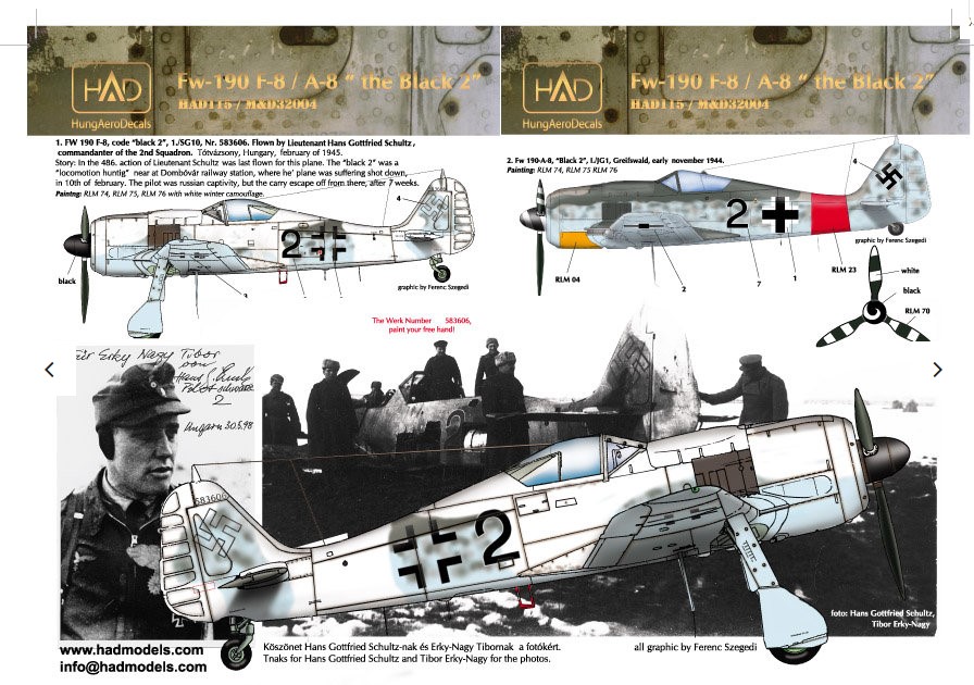 Decal 1/72 Fw-190 F-8 / A-8  (Luftwaffe black 2) (HAD)