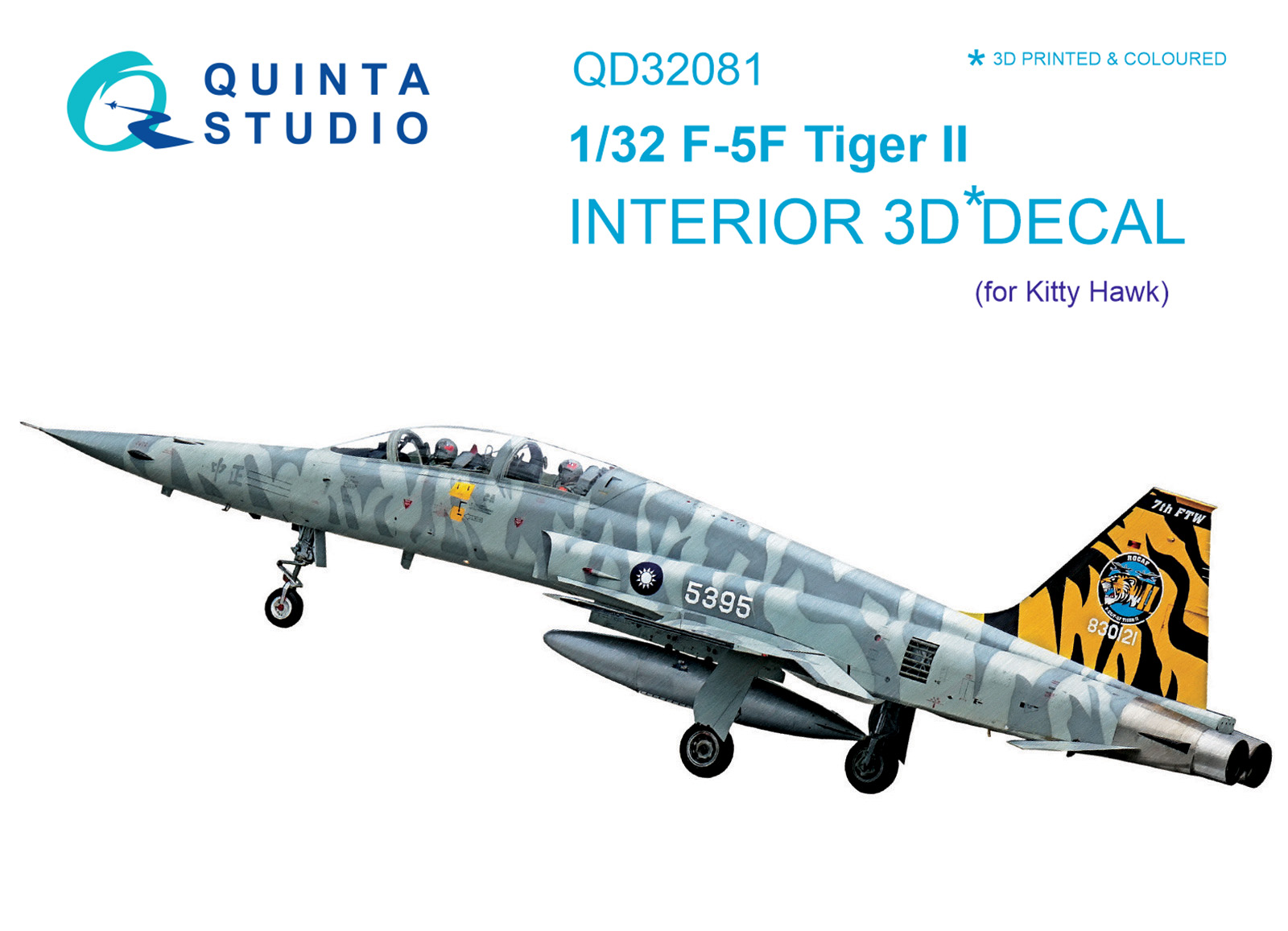 F-5F 3D-Printed & coloured Interior on decal paper (for KittyHawk kit)
