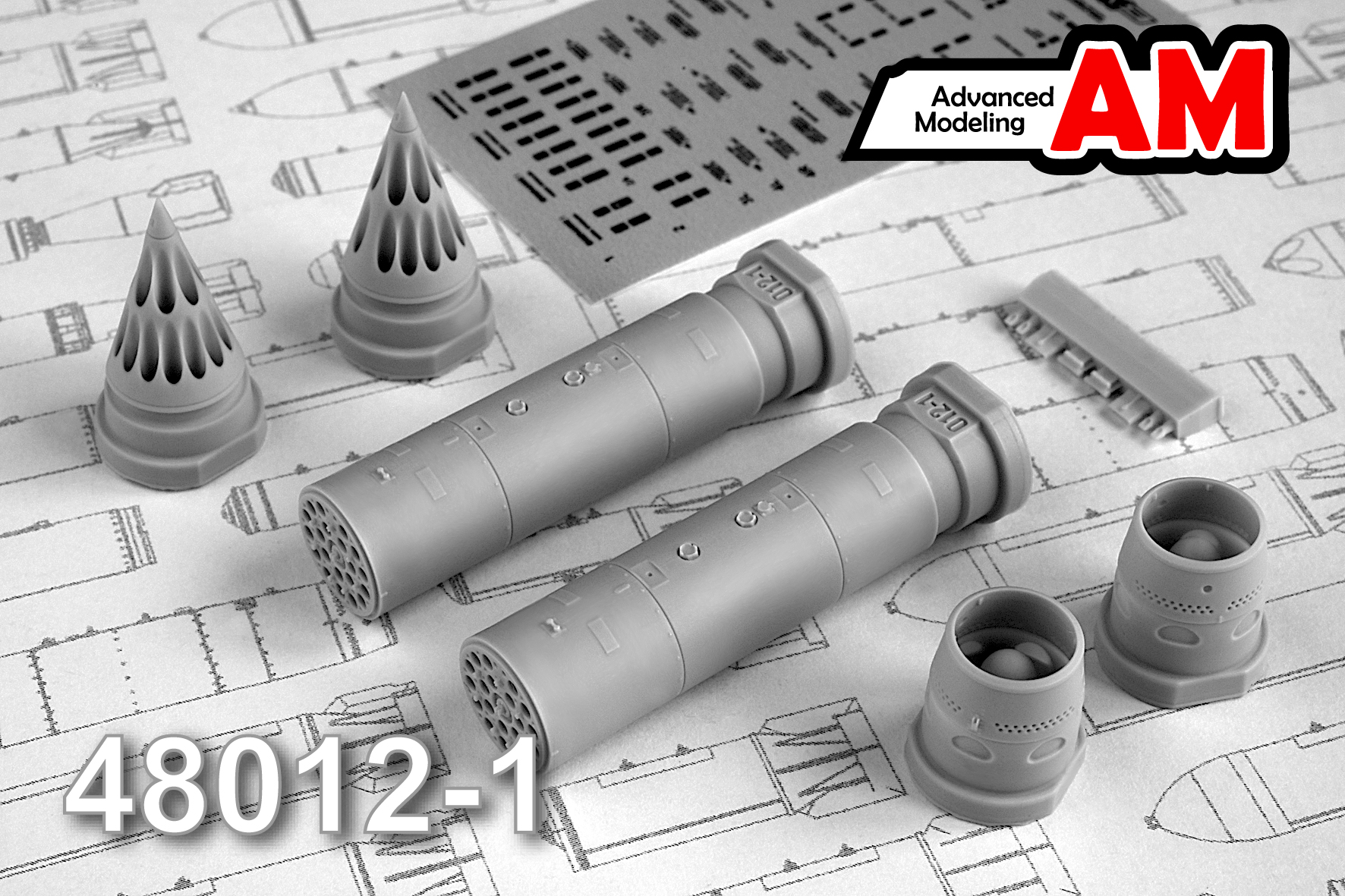 Additions (3D resin printing) 1/48 B-8M-1 Block of unguided aviation missiles (Advanced Modeling) 