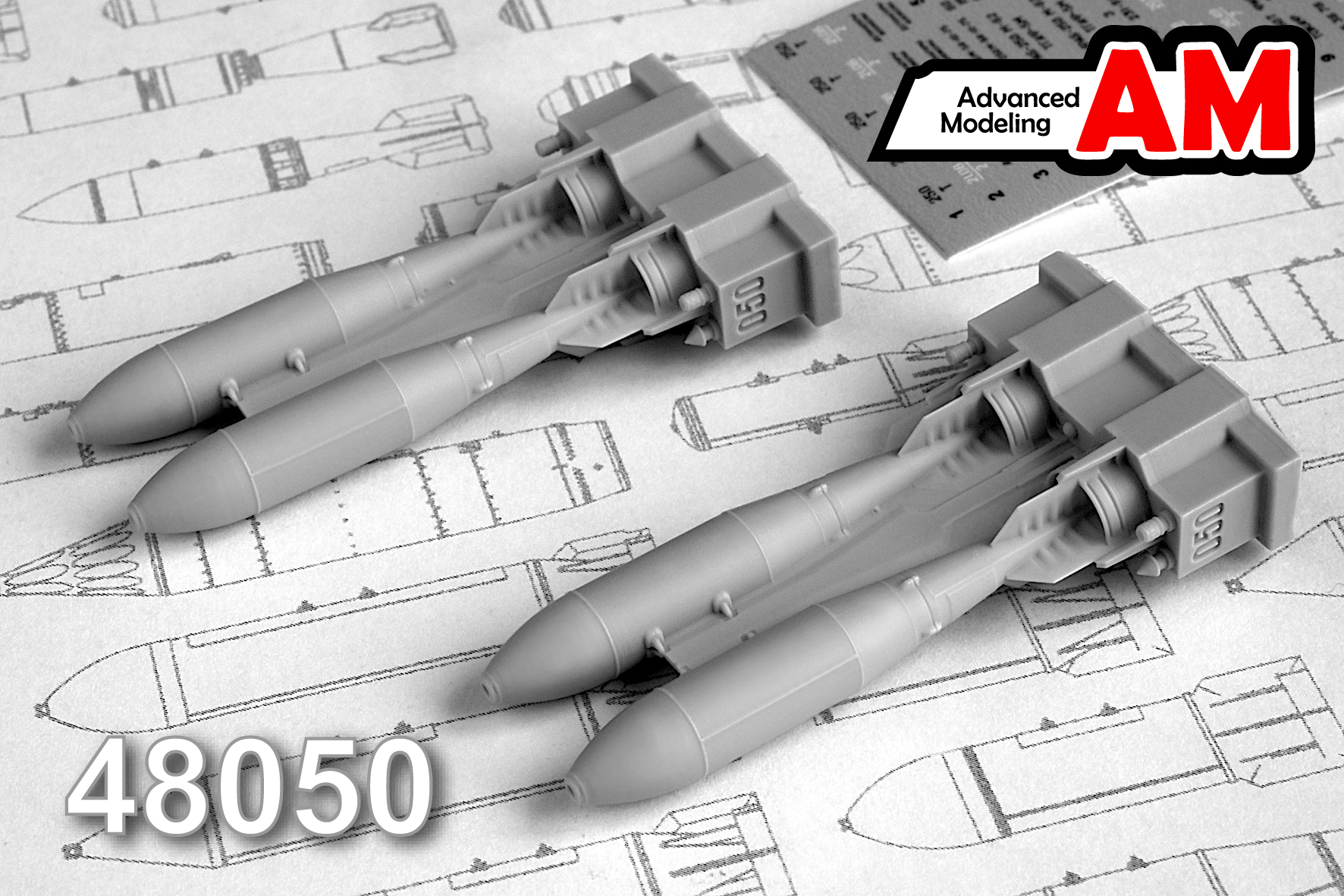 Additions (3D resin printing) 1/48 FAB-250 T 250 kg High-Explosive Fragmentation bomb (Advanced Modeling) 