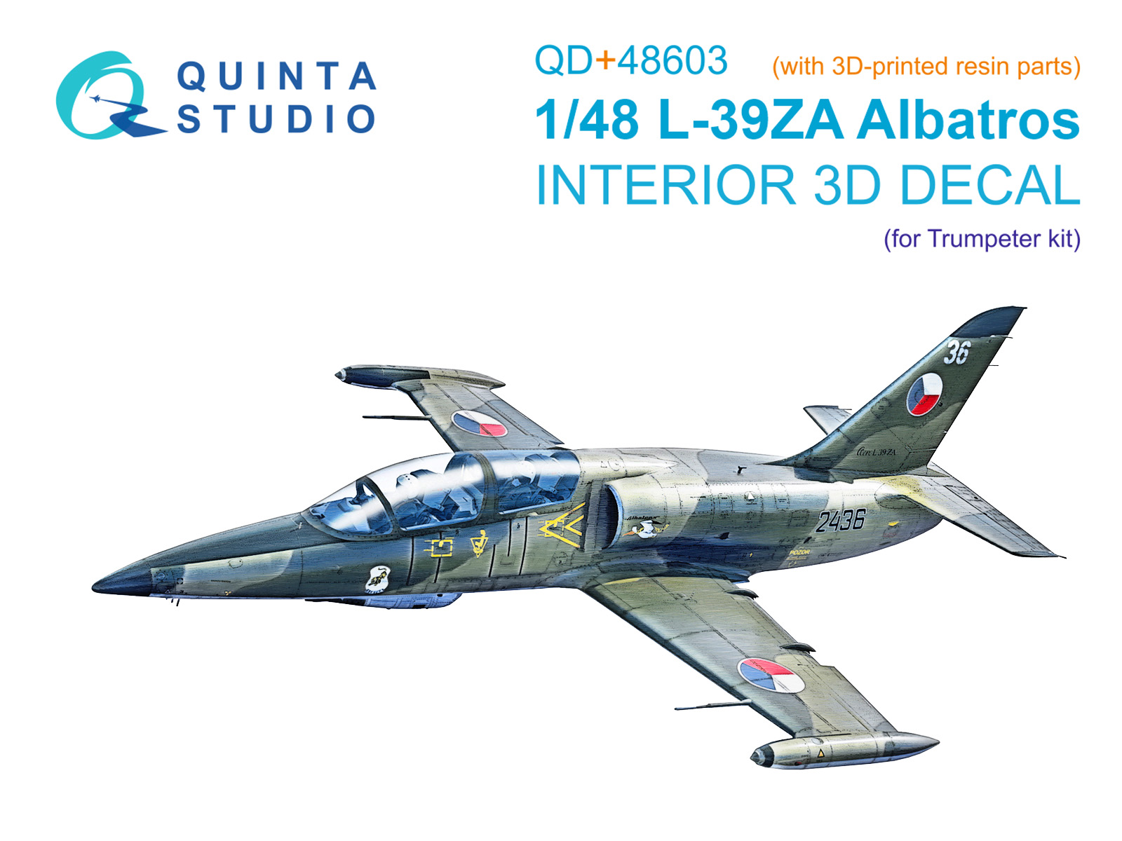 L-39ZA 3D-Printed & coloured Interior on decal paper (Trumpeter)(with 3D-printed resin parts)