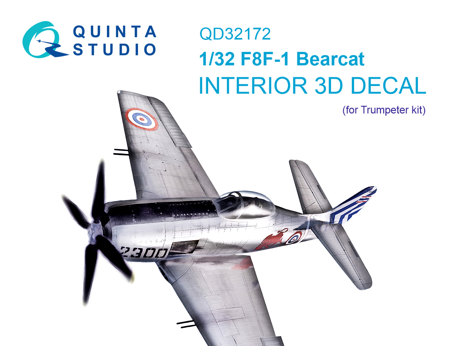 F8F-1 Bearcat 3D-Printed & coloured Interior on decal paper (Trumpeter)
