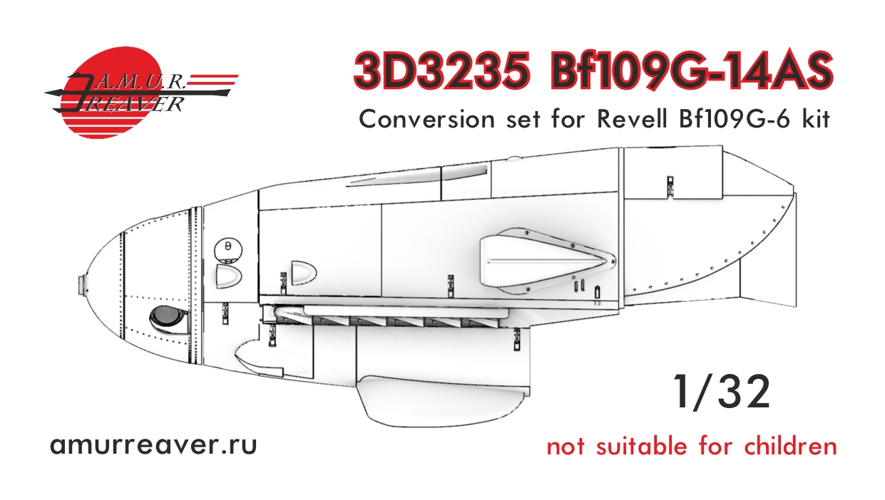 Conversion kit 1/32 Conversion of the Revell Bf109G-6 to the Bf109G-14AS (A.M.U.R.Reaver)