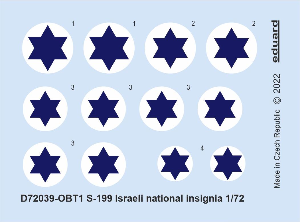 Decal 1/72 S-199 Israeli national insignia (EDU)