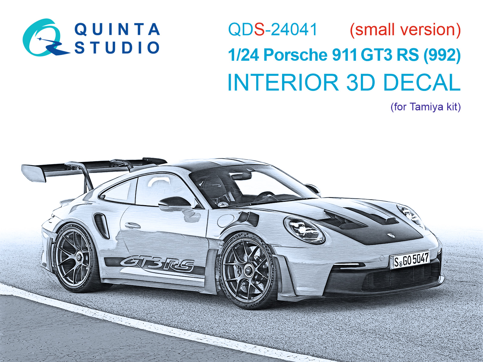 Porsche 911 GT3 RS (992) 3D-Printed & coloured Interior on decal paper (Tamiya) (small version)