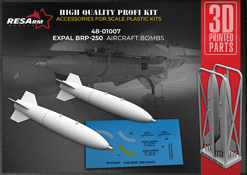 Additions (3D resin printing) 1/48 EXPAL BRP-250 - Spanish Aviation Bomb. (RESArm)