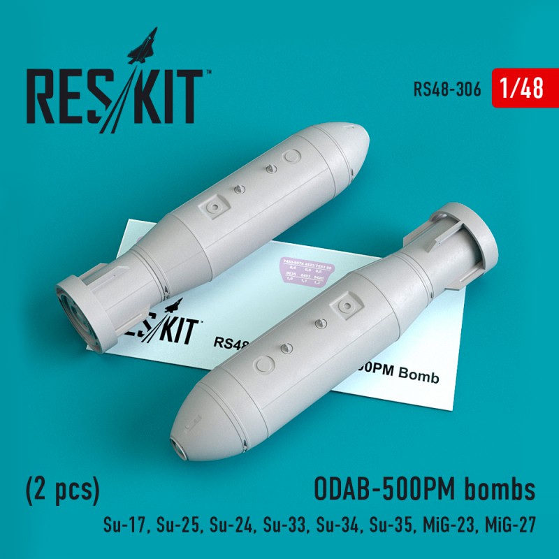 Additions (3D resin printing) 1/48 ODAB-500PM bombs (2pcs) (ResKit)