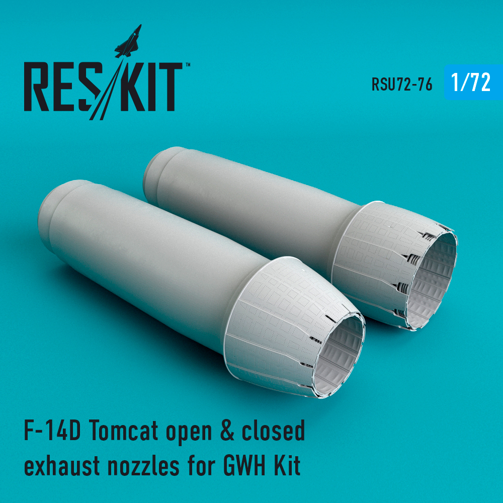 Additions (3D resin printing) 1/72 Grumman F-14D Tomcat open and closed exhaust nozzles (ResKit)