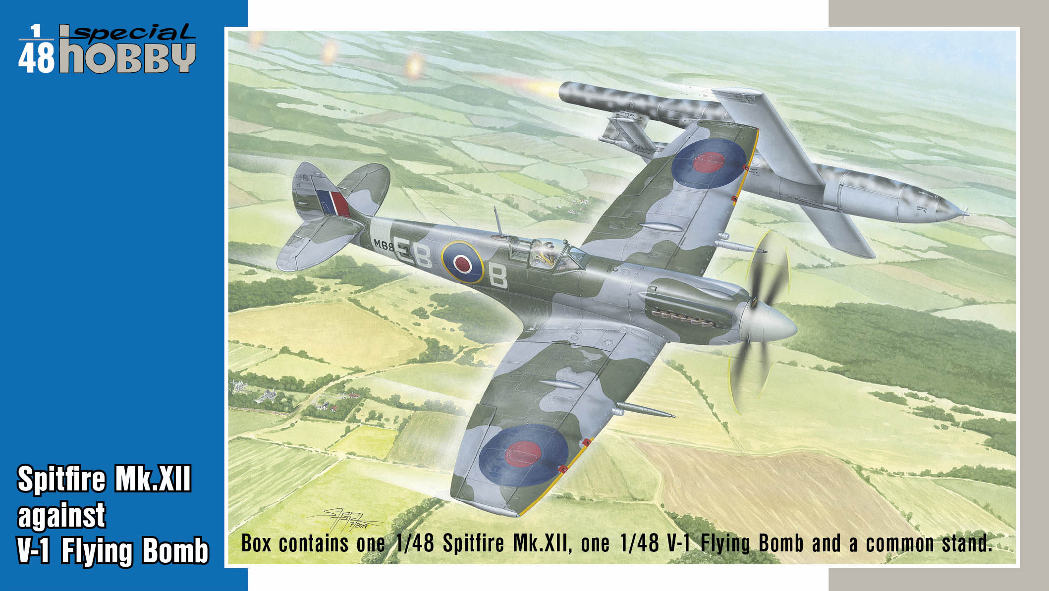 Model kit 1/48 Spitfire Mk.XII vs. V-1 Flying Bomb (2-in-1) (Special Hobby)