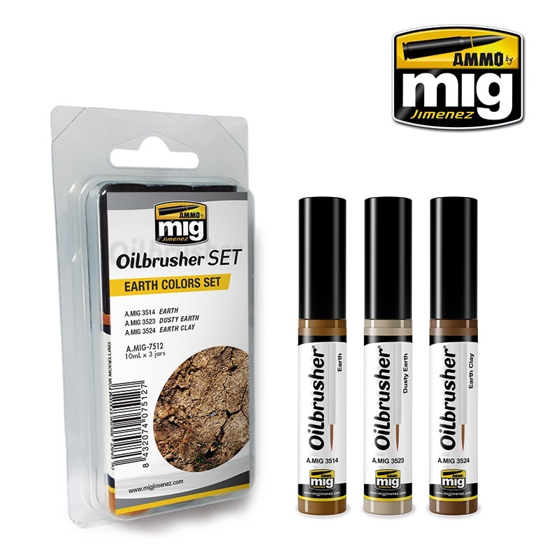 Earth Colors OILBRUSHER SET (Ammo Mig) (3x10ml) 