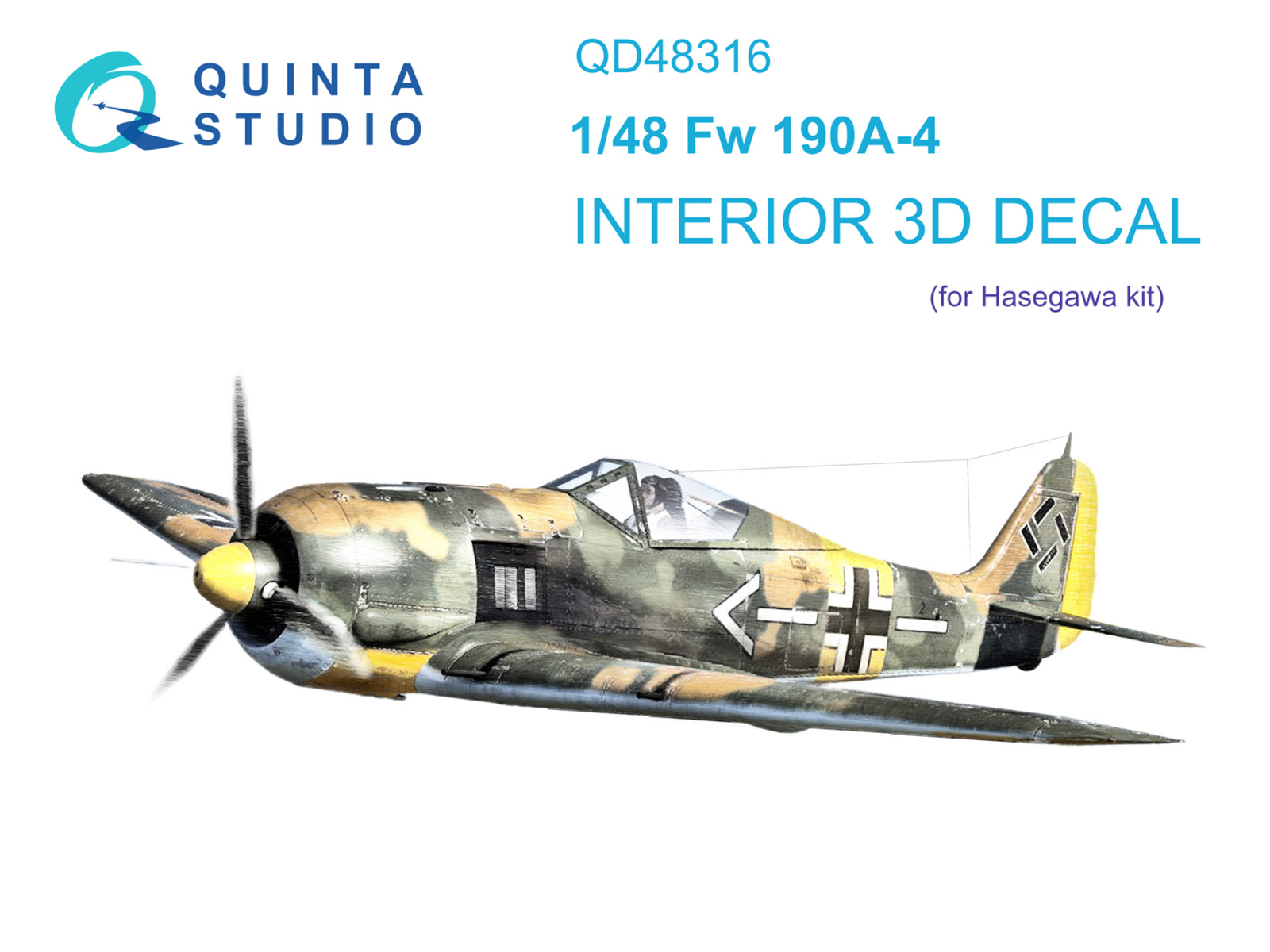 Fw 190A-4 3D-Printed & coloured Interior on decal paper (Hasegawa)