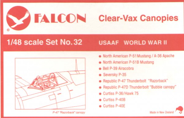 Vacuum-molded lantern 1/72 USAAF Fighters WWII(Falcon)