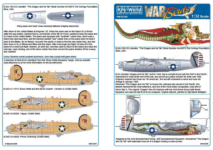 Decal 1/32 Consolidated B-24J Liberator (Sized for the 1/32 scale Hobby Boss kits) (Kits-World)