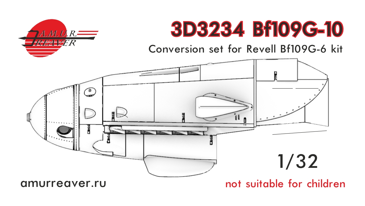 Conversion kit 1/32 Conversion of the Revell Bf109G-6 to the Bf109G-10 (A.M.U.R.Reaver)