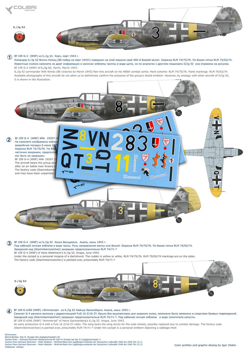 Decal 1/72 BF 109 G-2/G-4 Battles over Kuban (Colibri Decals)