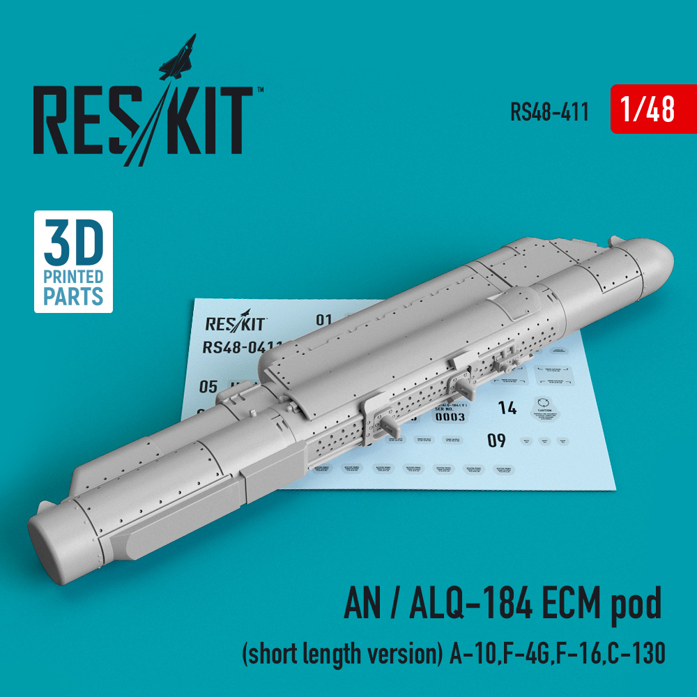 Additions (3D resin printing) 1/48 AN / ALQ-184 ECM pod (short length version) (ResKit)