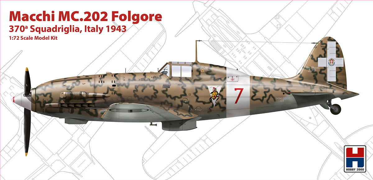 Model kit 1/72 Macchi C.202 Folgore 370a Squadriglia, Italy 1943 (ex Hasegawa (Hobby 2000)