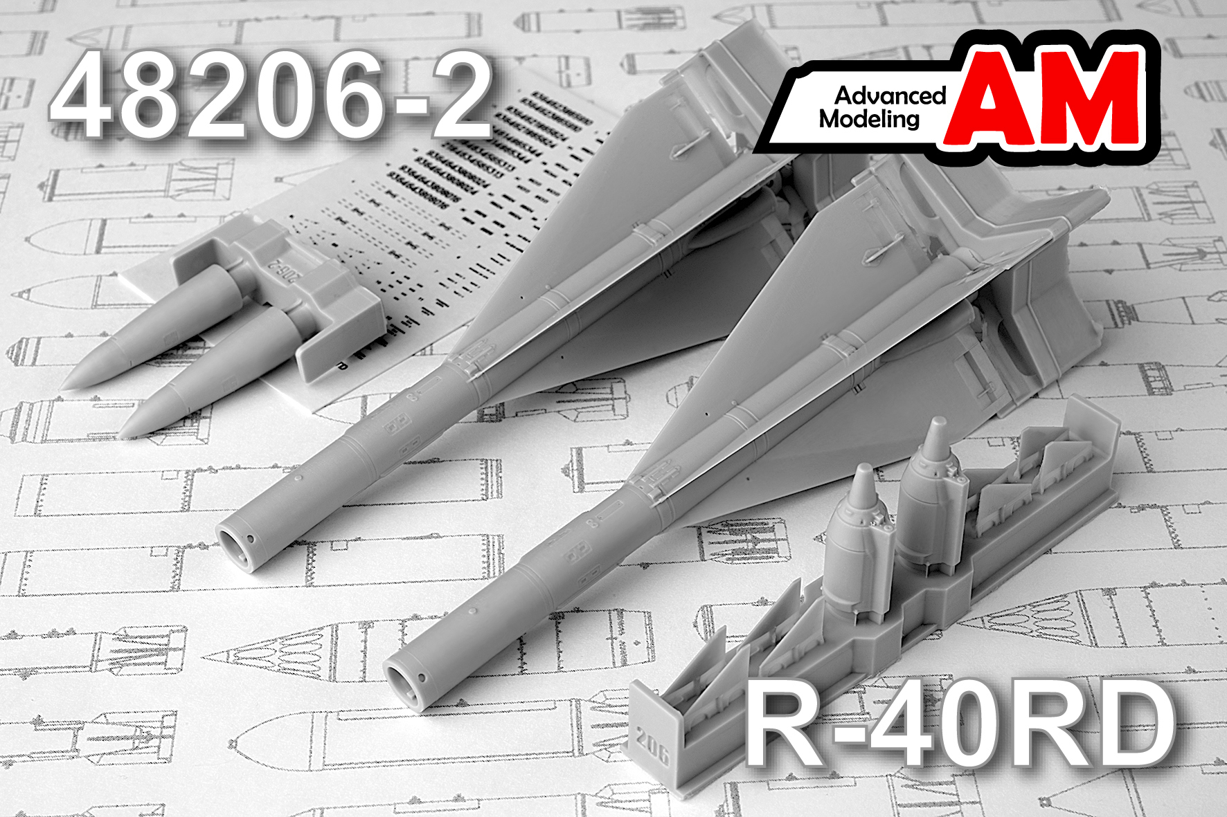 Additions (3D resin printing) 1/48 R-40D Air to Air missile (Advanced Modeling) 