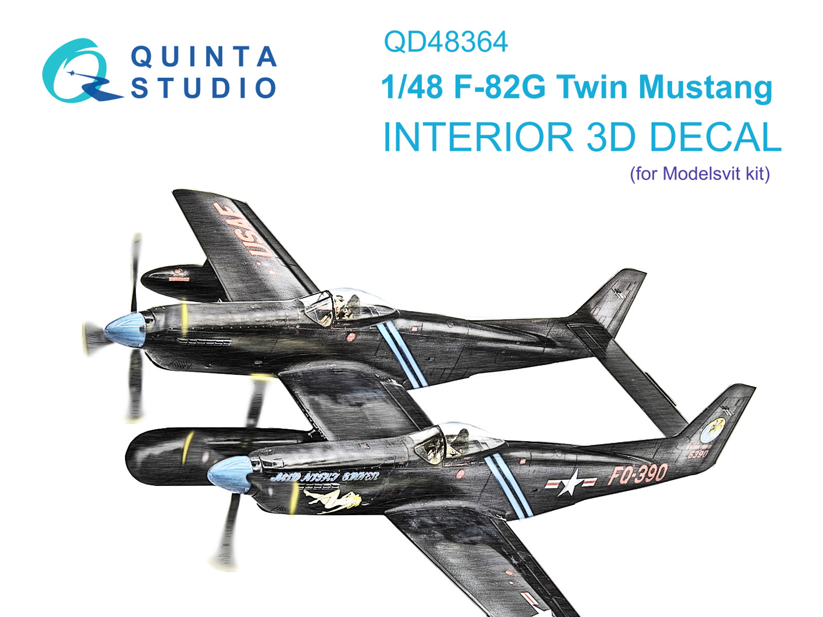 F-82G Twin Mustang 3D-Printed & coloured Interior on decal paper (Modelsvit)