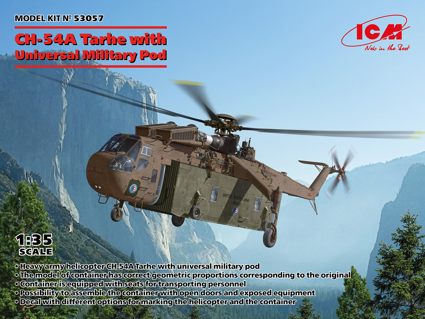Model kit 1/35 Sikorsky CH-54A "Tarhe" (ICM)