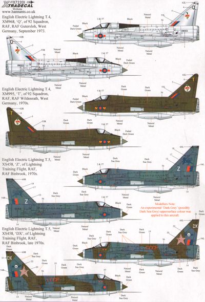 Decal 1/72 BAC/EE Lightning T.4/T.5 Part 2 (11) (Xtradecal)