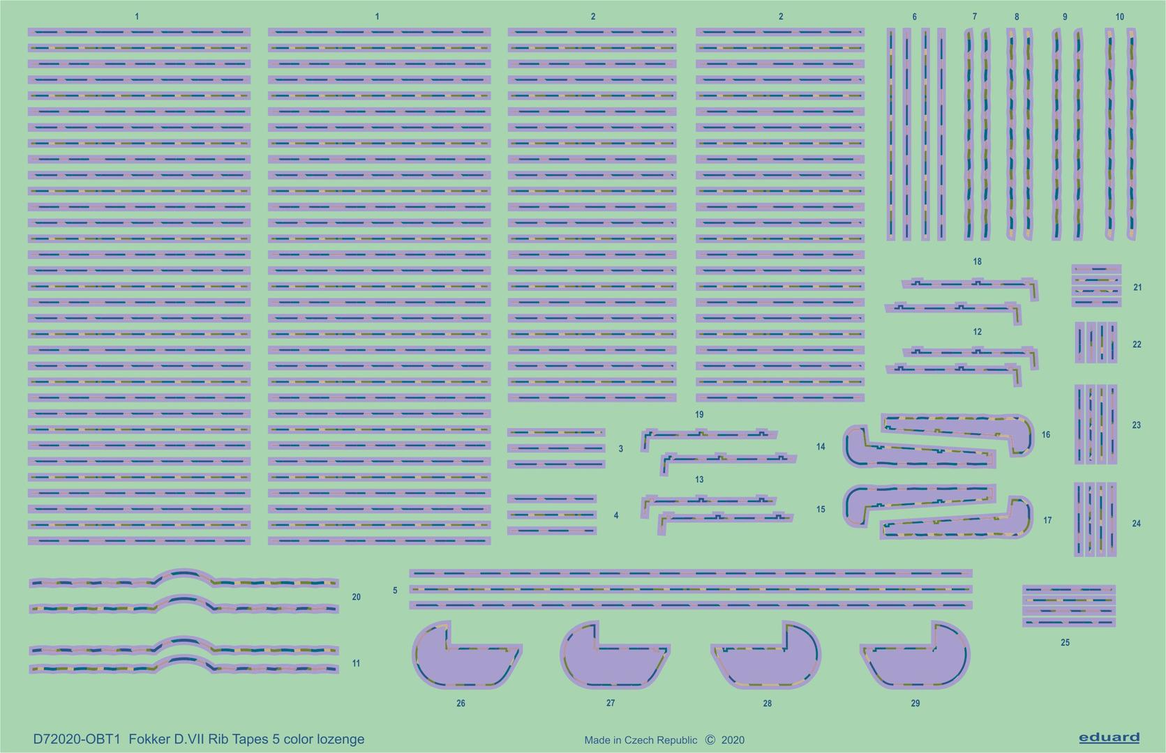 Decal 1/72 Fokker D.VII rib tapes 5-color lozenge