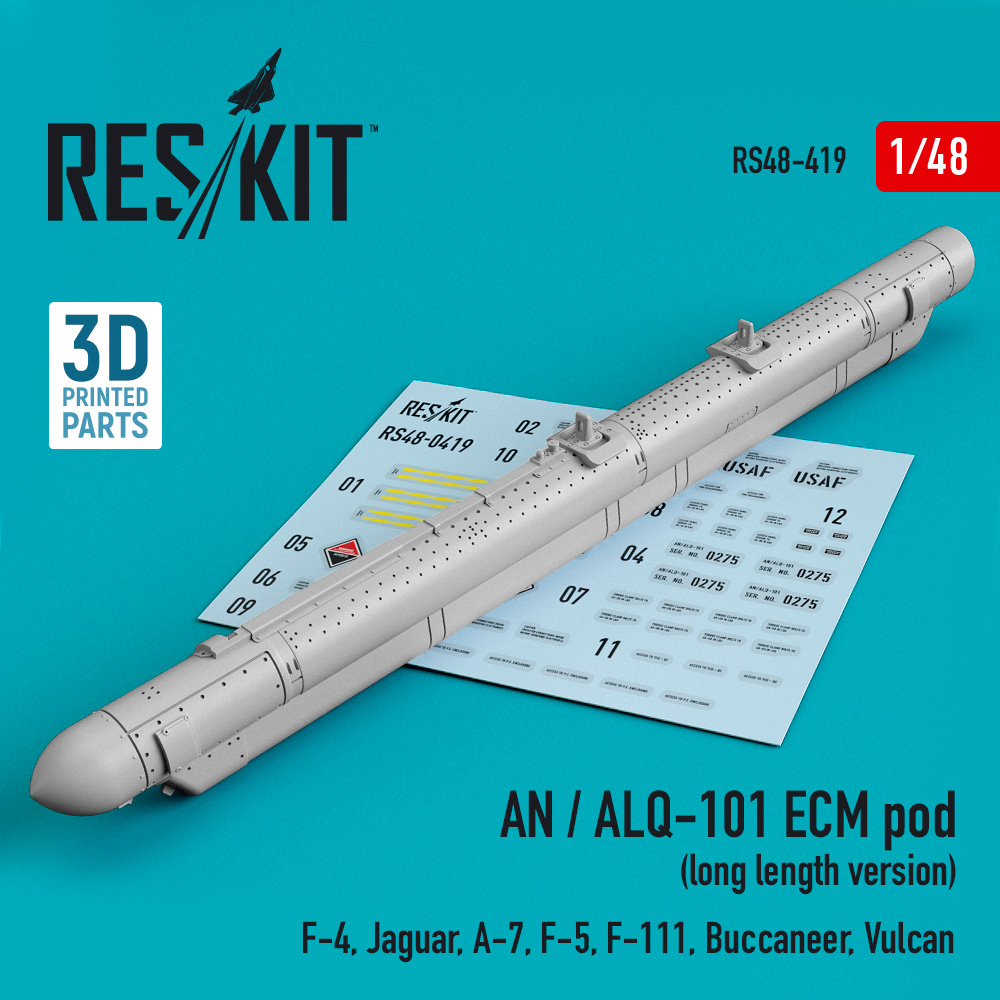 Additions (3D resin printing) 1/48 AN / ALQ-101 ECM pod (long length version) (ResKit)