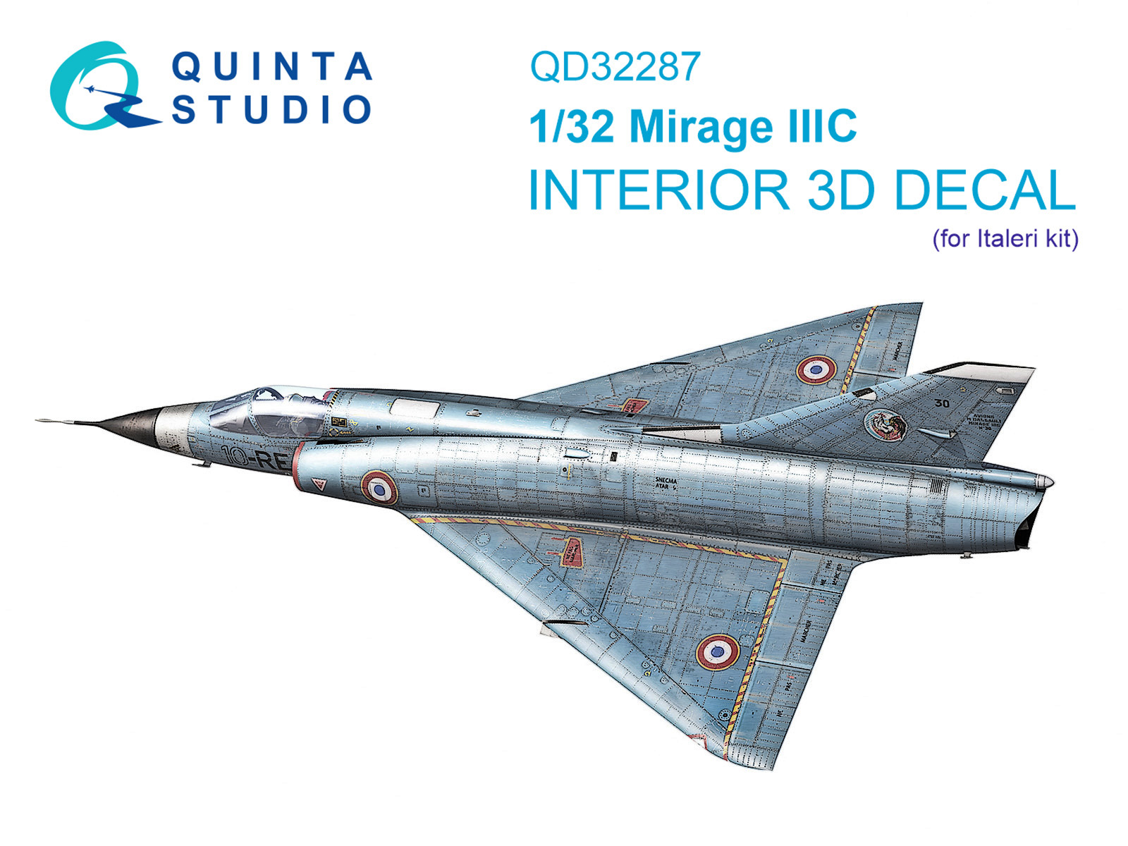 Dassault Mirage IIIC 3D-Printed & coloured Interior on decal paper (Italeri)